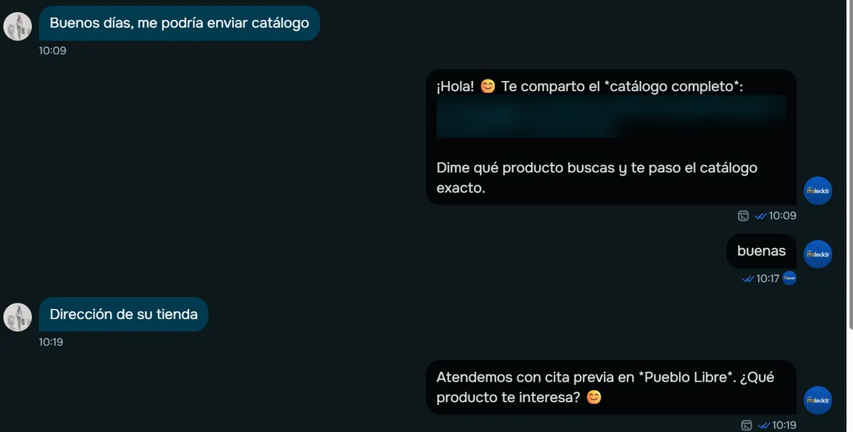 Conversación del agente de Italocks